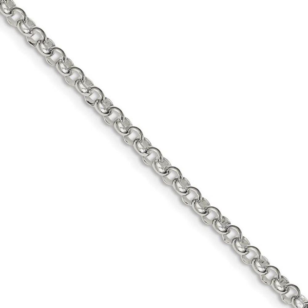 4mm, Sterling Silver Solid Rolo Chain Bracelet, 8 Inch